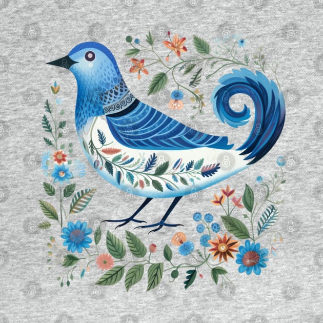 Blue Bird Scandinavian Art by Studio Red Koala